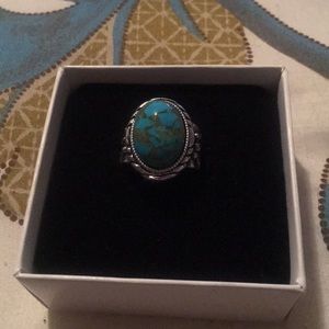 Tibetan Silver Faux Turquoise Ring(Fashion)